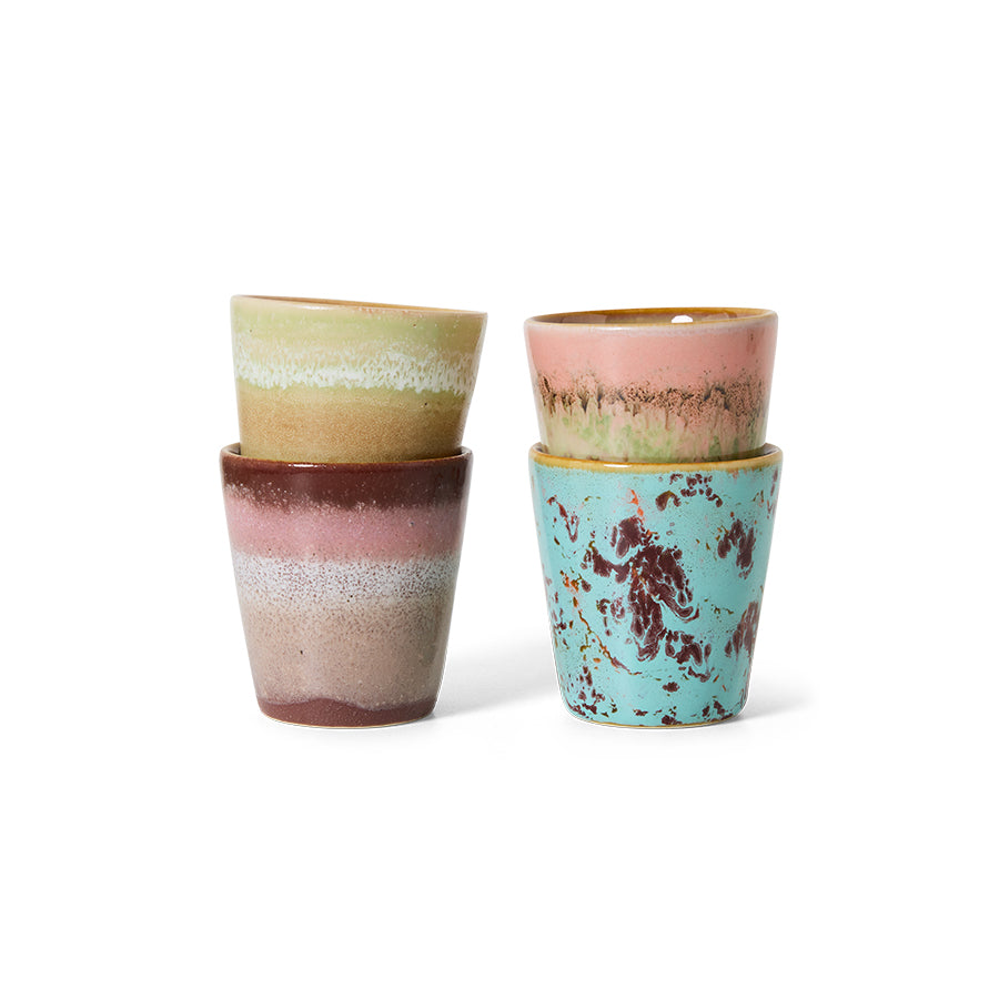 70s ceramics: ristretto mugs, Good vibes (set of 4)