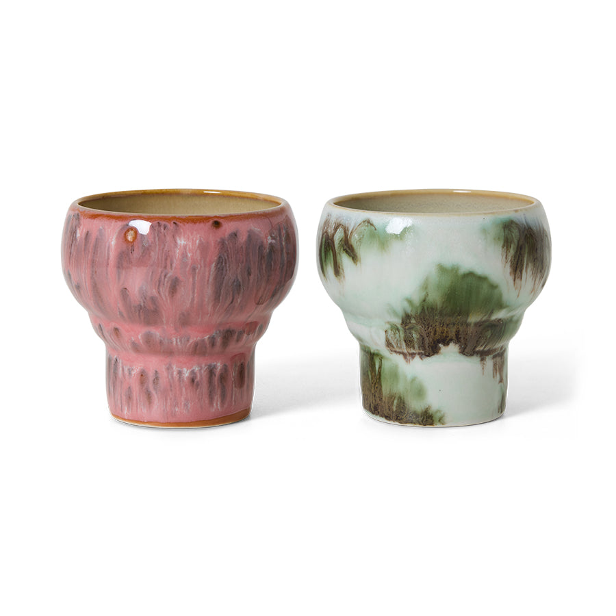 70s ceramics: Lungo Mugs, Coral (set of 2)