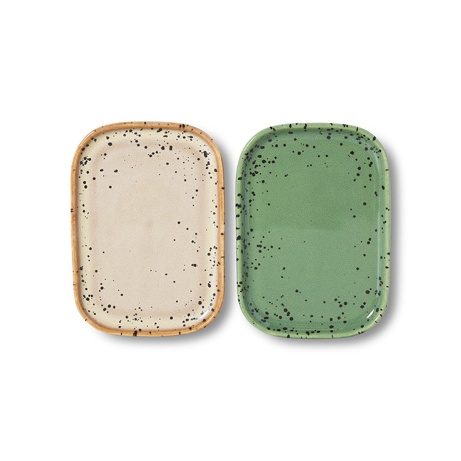 70s Ceramics: small trays Crayon (set van 2)