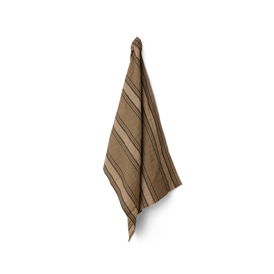 Vida Gestreepte Theedoek  sand/cream (50x70cm)