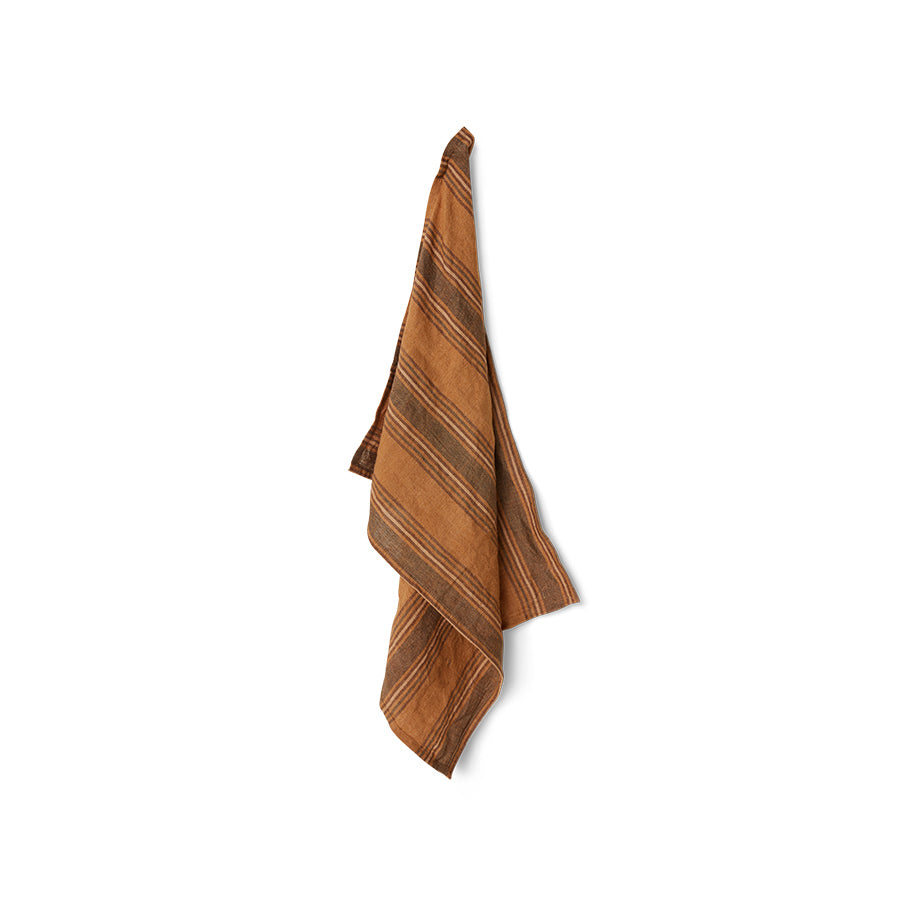 Vida Gestreepte Theedoek  Amber / Grijs (50x70cm)
