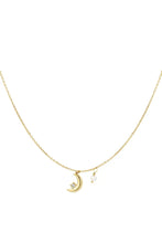 Load image into Gallery viewer, Moon and Pearl Necklace - Gold, Silver
