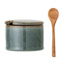 Load image into Gallery viewer, Pixie Jar w/Lid &amp; Spoon, Green, Stoneware
