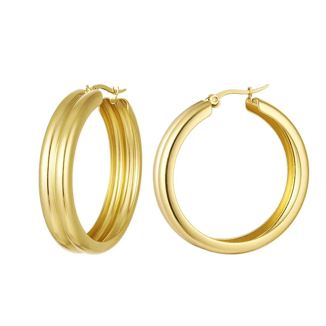 Ribbed Earrings - Gold, Silver