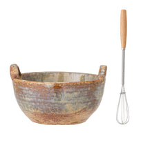 Load image into Gallery viewer, Dahlia Bowl w/Whisk, Brown, Stoneware
