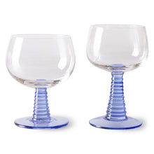 Load image into Gallery viewer, Swirl Wine Glass Low, Blue



