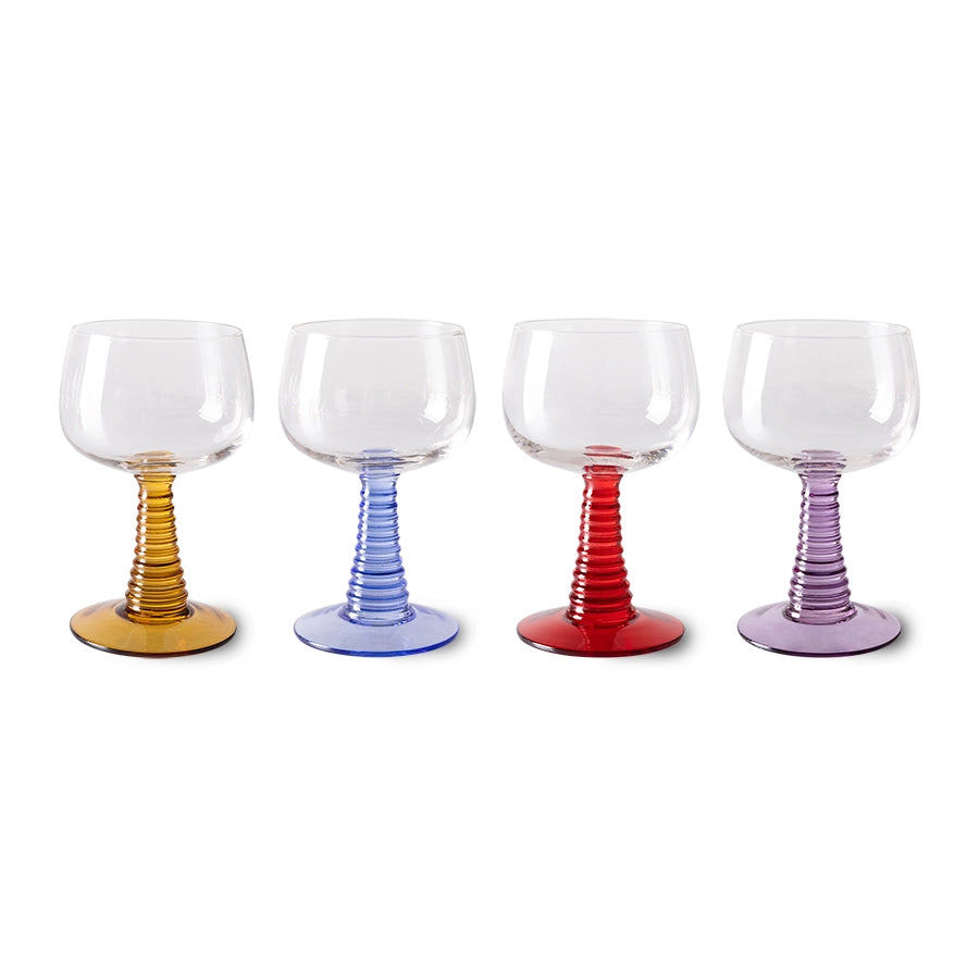 Swirl Wine Glass High, Mixed Colors (set of 4)