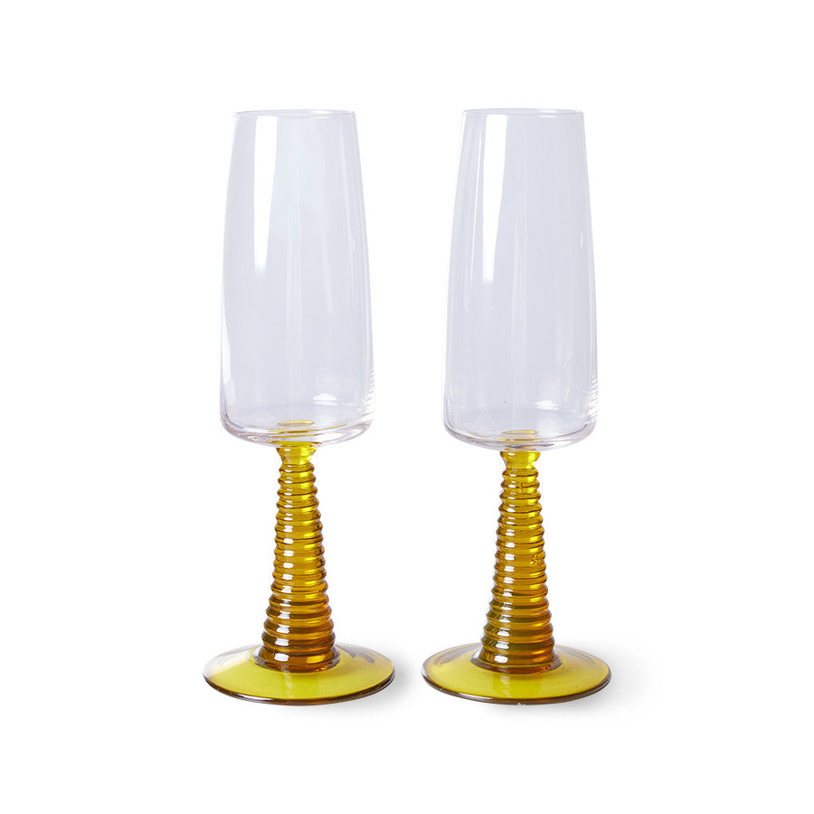 Special: swirl champagne glass yellow (set of 2)