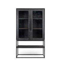 Load image into Gallery viewer, Karma Charcoal Cabinet 2 Glass Doors 1 open Rack
