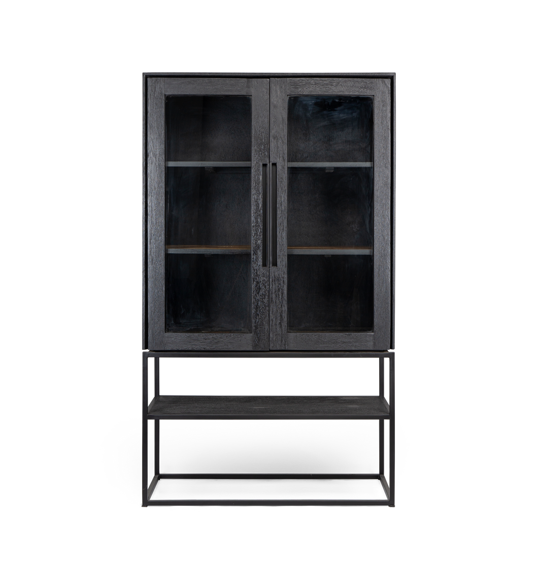 Karma Charcoal Cabinet 2 Glass Doors 1 open Rack