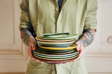 Load image into Gallery viewer, 70s Ceramics: Dessert Plates, Kiwi (set of 2)
