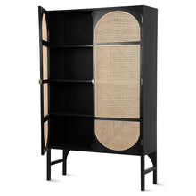 Load image into Gallery viewer, Black Retro Rattan Cabinet with Shelves
