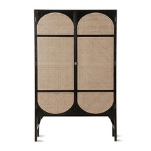 Load image into Gallery viewer, Black Retro Rattan Cabinet with Shelves
