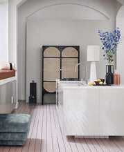 Load image into Gallery viewer, Black Retro Rattan Cabinet with Shelves
