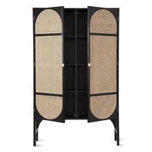 Load image into Gallery viewer, Black Retro Rattan Cabinet with Shelves
