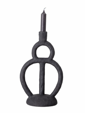 Load image into Gallery viewer, Candle Holder Black Stoneware 
